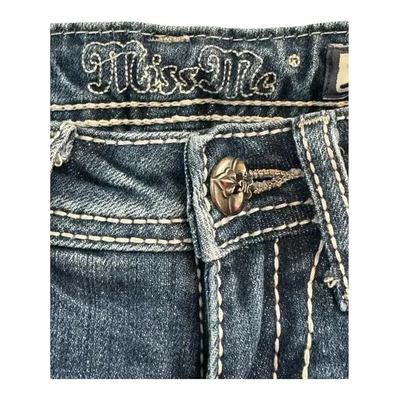 Miss Me Girls' Bermuda Denim Shorts Size 10 Blue Distressed Casual - Picture 4 of 7